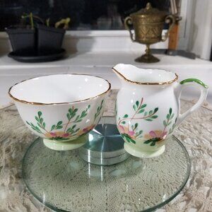 Sutherland Sugar Bowl and Creamer Set Floral Made in England Vintage